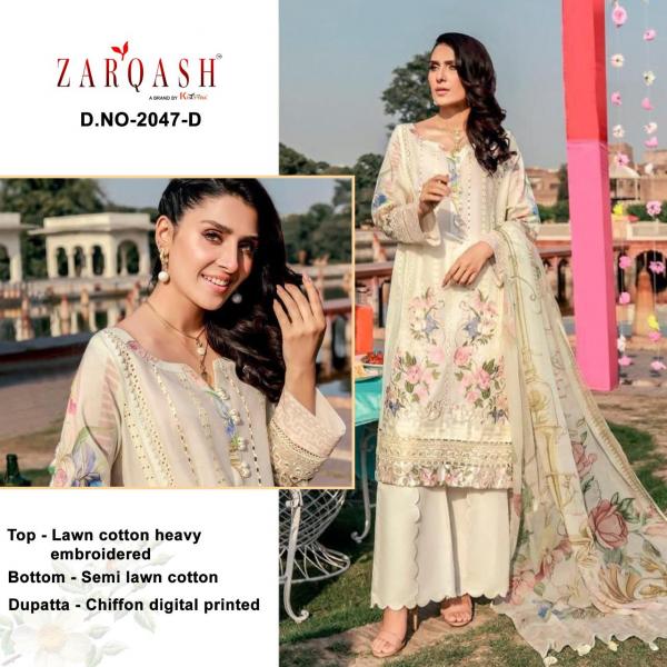 Zarqash Rouche 2 Designer Cotton Embroidery Pakistani Salwar 